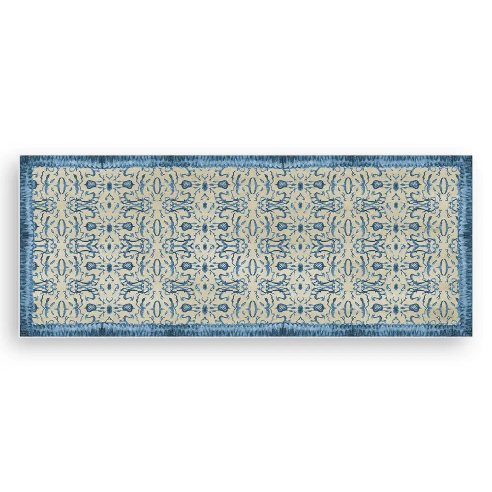 Blue & Tan Chinoiserie Vinyl Floor Mat - Large