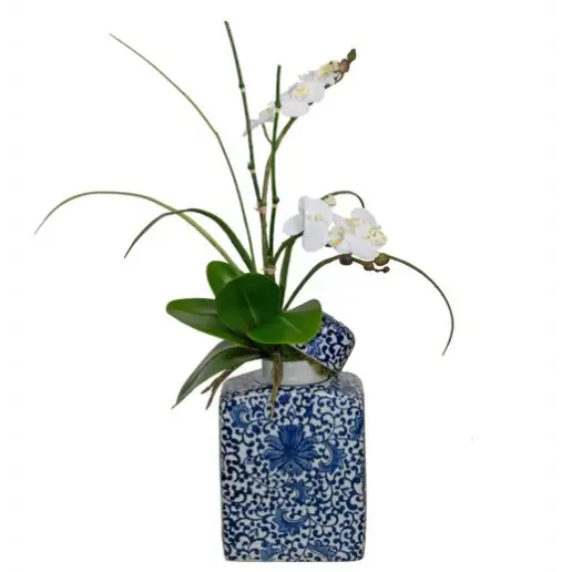 Blue Vase with Lid Orchid - Botanicals