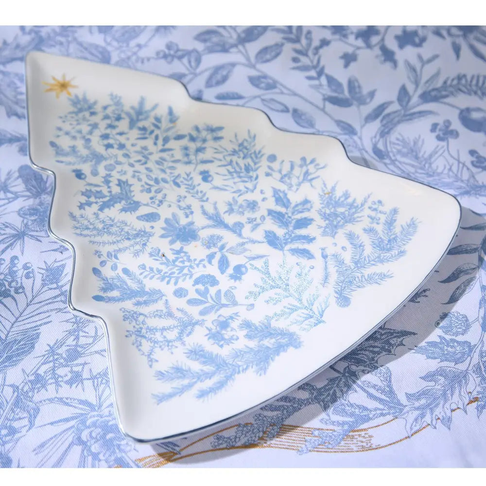 Blue & White Christmas Tree Platter - Christmas Platter