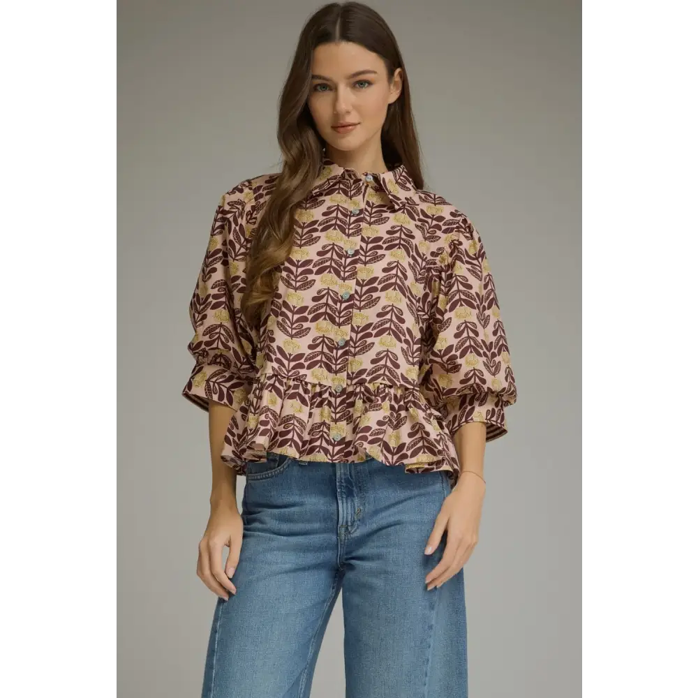 Blush Puff Sleeve Top - Blouse
