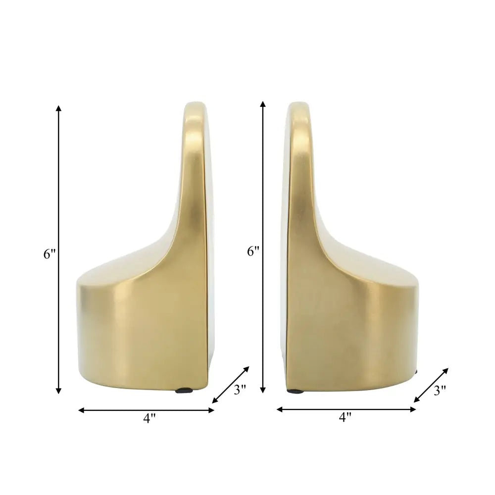 Bookends Set of 2 - Gold Ceramic Contemporary 6 in.