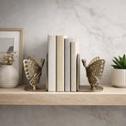 Bookends Set of 2 - Gold Metal Decorative Butterfly 6 in.