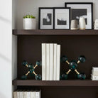 Bookends Set of 2 - Green Crystal/Metal Jack 7 in.