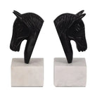 Bookends Set of 2 - White/Black Metal Horse Head 7 in.