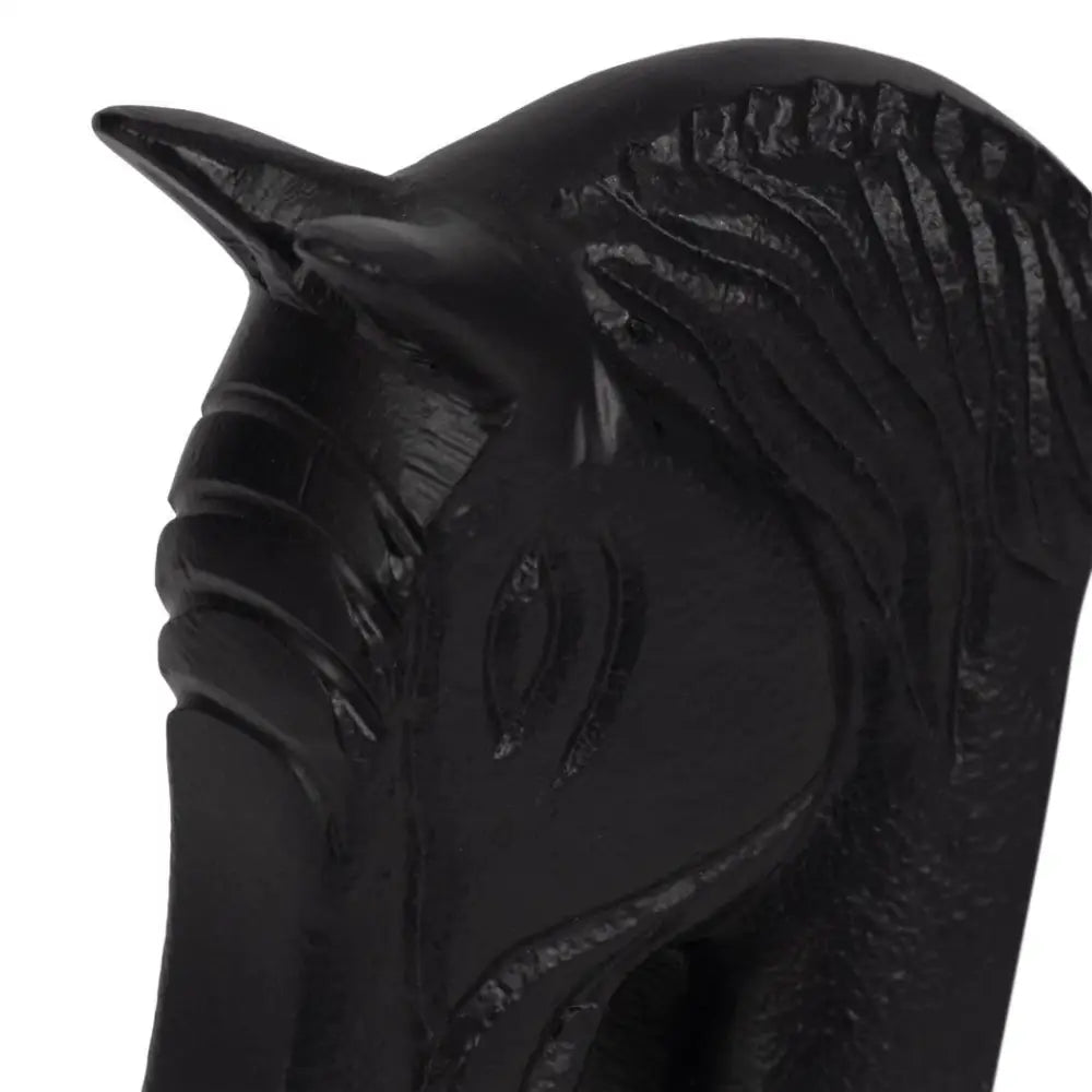 Bookends Set of 2 - White/Black Metal Horse Head 7 in.