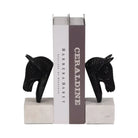Bookends Set of 2 - White/Black Metal Horse Head 7 in.
