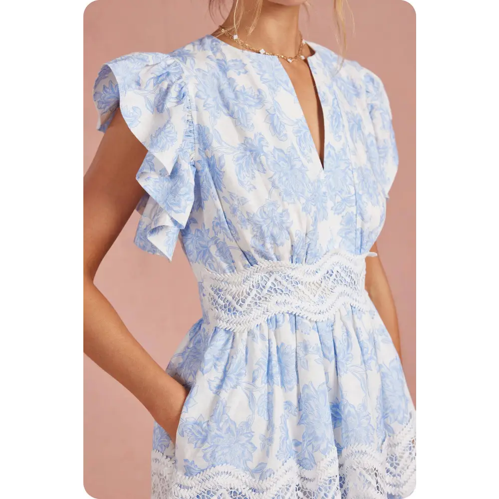 Botanical Garden Crochet Lace Tiered Mini Dress