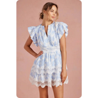 Botanical Garden Crochet Lace Tiered Mini Dress
