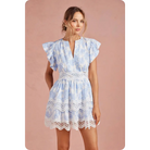 Botanical Garden Crochet Lace Tiered Mini Dress