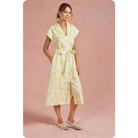 Botanical Garden Embroidery Scalloped Shirt Midi Dress