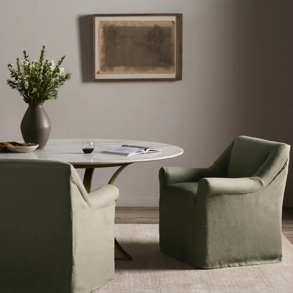 Bridges Slipcover Dining Armchair - 29.00’’w x 28.00’’d x 32.50’’h - Furniture