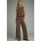 Brown and White Polka Dot Pants - Pants