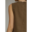Brown Sleeveless Top with Gold Horse Buckle - Blouse