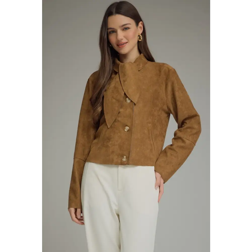 Brown Suede Jacket - S - Jacket