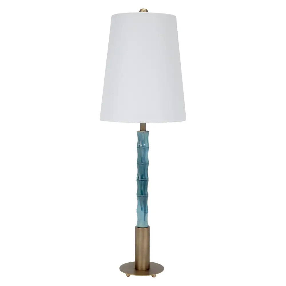 Cami Peacock Green Bamboo Table Lamp - Table Lamp
