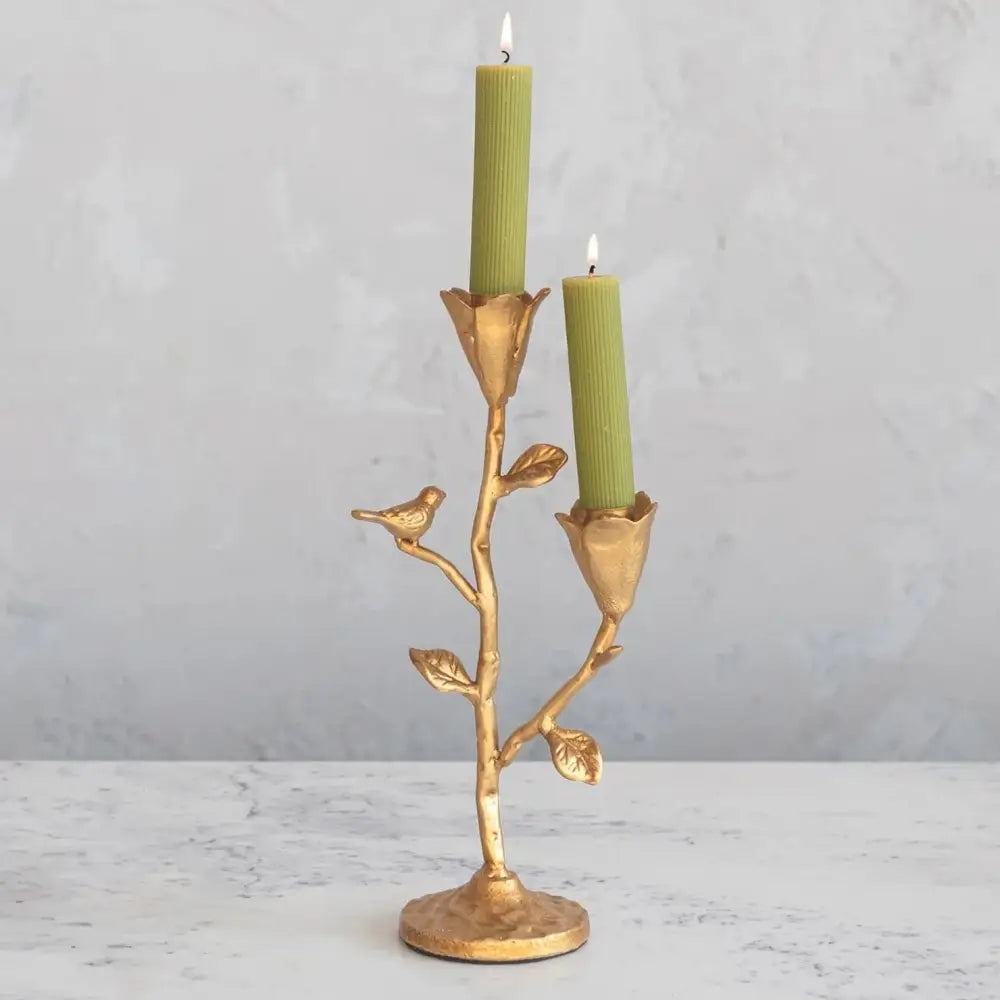 Candelabra w/ Flowers & Birds - Gold - CANDELABRA