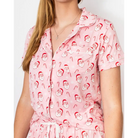 Candy Cane Cutie Short Sleeve Button Up Sleep Shirt Light Pink/Red/White -Asst.