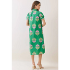 CD06970-Floral Print Ruffle Collar Button Down Midi Dress
