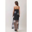 CD07181-Polka Dot Sheer Overlay Maxi Dress