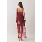 CD07181-Polka Dot Sheer Overlay Maxi Dress