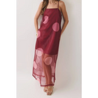 CD07181-Polka Dot Sheer Overlay Maxi Dress