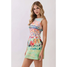 CD07335-Abstract Football Print Open Back Mini Dress