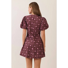 CD07621-Geometric Print Puff Sleeve Mini Dress