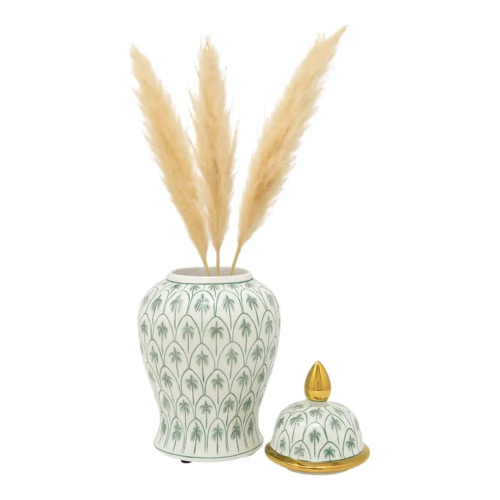 Ceramic Accents Lidded Decorative Ginger Jar - Green 18 in.