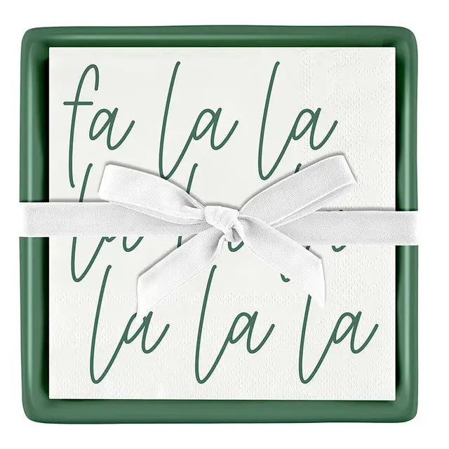 Ceramic Napkin Tray + Napkins - Fa La La La - Napkin