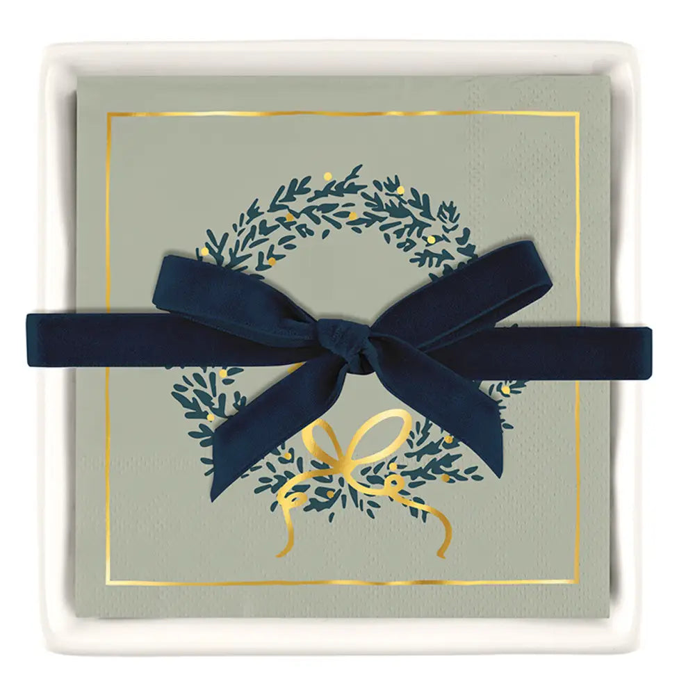 Ceramic Napkin Tray + Napkins - Joy - Christmas Napkins