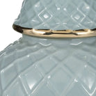 Ceramic Rope Temple Lidded Decorative Jar - Blue 14 in.