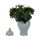 Ceramic Rope Temple Lidded Decorative Jar - Blue 14 in.