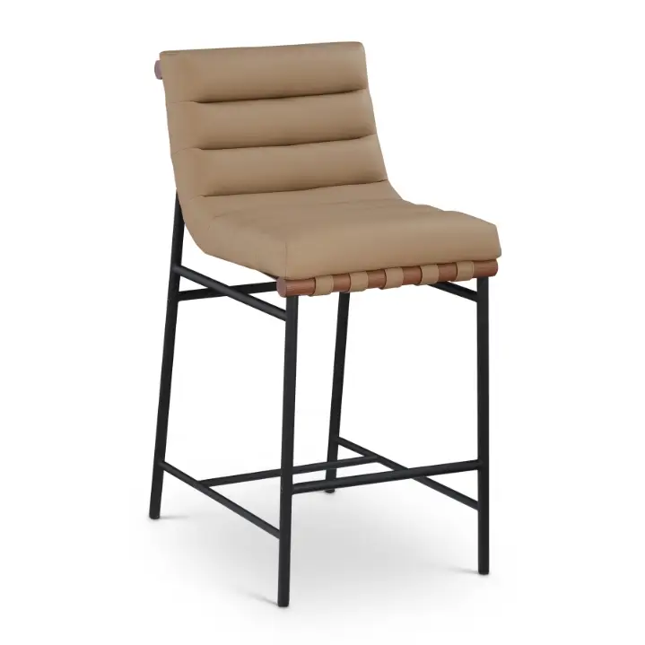 Channeled Vegan Leather Counter Stool - COUNTER STOOL