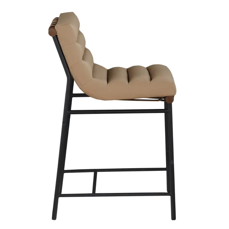 Channeled Vegan Leather Counter Stool - COUNTER STOOL