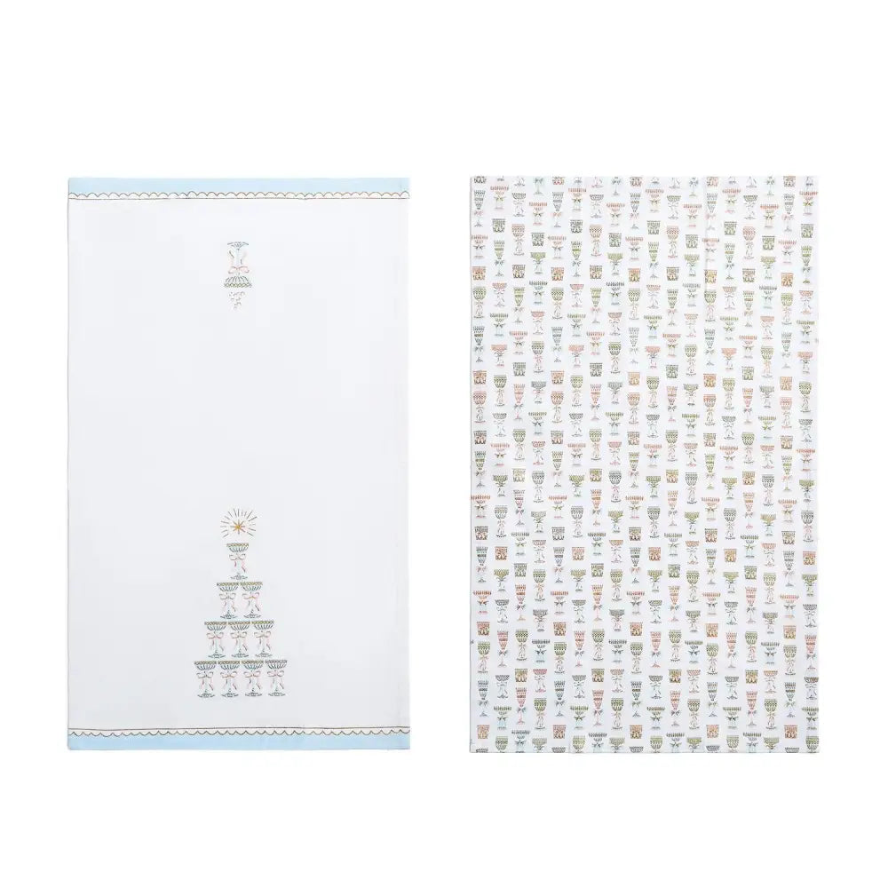 Cheers! Set of 2 Champagne Dish Towels - Blue - Dish Towel