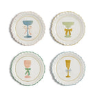 Cheers! Set of 4 Hand-Painted Ruffled Rim Tidbit Plates - Tidbit Plate