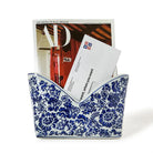 Chinoiserie Hand-Painted Blue and White Floral Letter Holder - Letter Holder