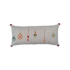 Cotton Slub Printed Lumbar Pillow w/ Ornaments - Christmas