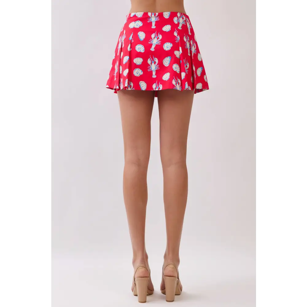 CP10373-Coastal Print Button Front Skort