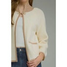 Cream Cardigan with Front Hook Closure - Cardigan