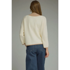 Cream Cardigan with Front Hook Closure - Cardigan