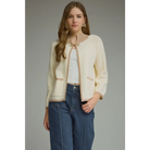 Cream Cardigan with Front Hook Closure - S - Cardigan
