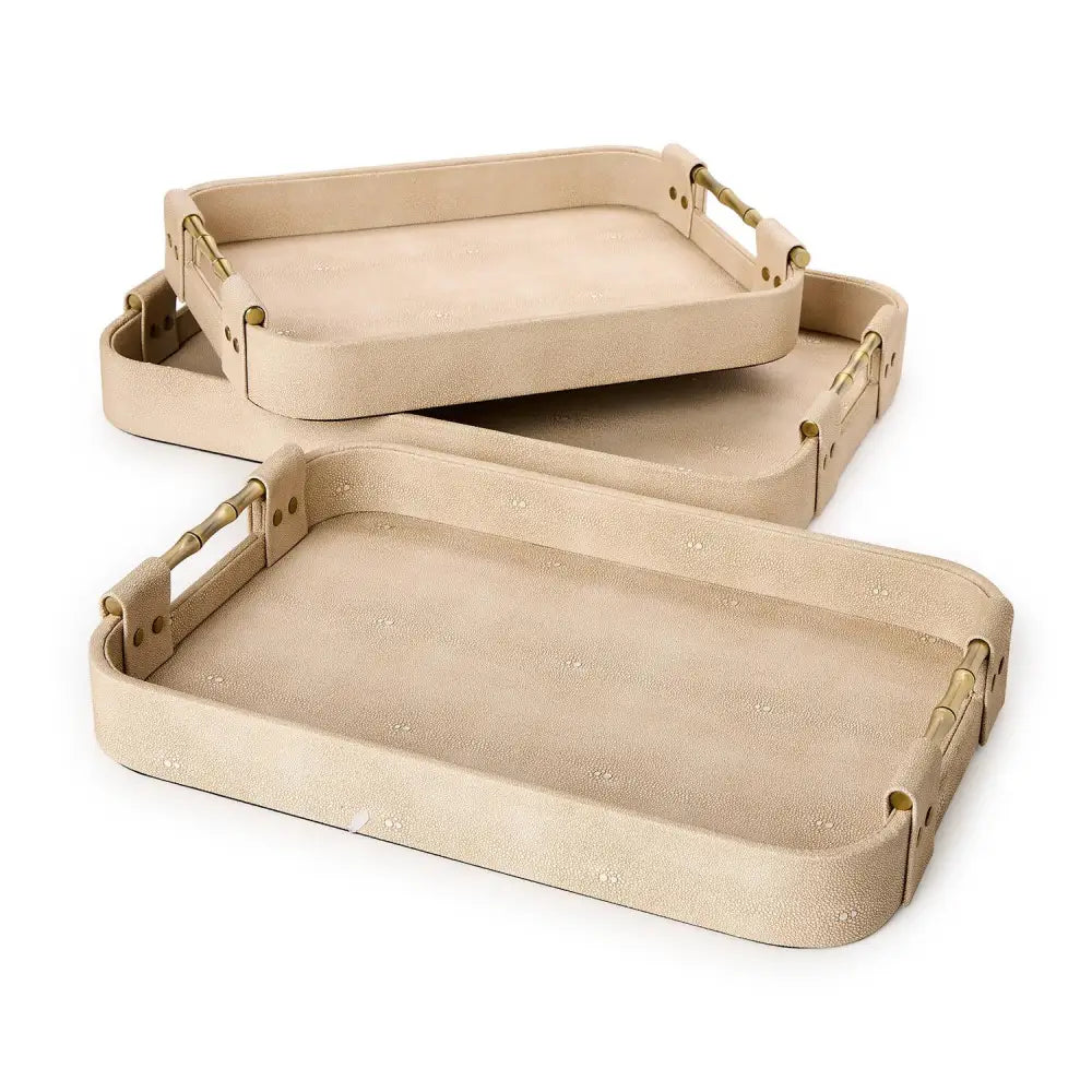 Cream Shagreen Tray - Tray