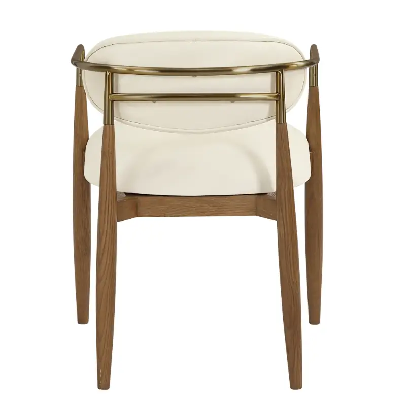 Cream Vegan Leather Upholstered Dining Chair - Dining Chair