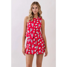 CT10045-Coastal Print Button Front Vest Top - M / Red