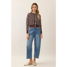 CW2683-Spotted Print Contrast Trim Knit Cardigan