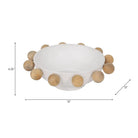 Decorative Bowl - White Wood/Metal Round Large Knobs 13 in.