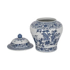 Decorative Jar - Blue Ceramic Blossoms Temple 15 in.