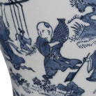 Decorative Jar - Blue Ceramic Blossoms Temple 15 in.