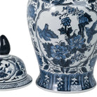 Decorative Jar - Blue Ceramic Flowers Temple Style 19 in.